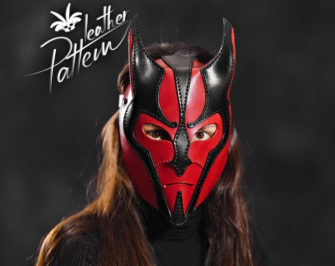 Devil mask leather pattern PDF - The Efreet - by LeatherHubPatterns