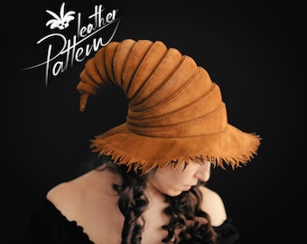 Leather sorceress hat pattern PDF - by LeatherHubPatterns