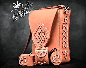 Leather bag pattern PDF - with Celtic knots - by LeatherHubPatterns