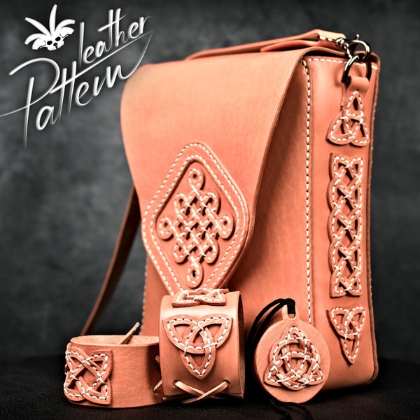 Leather bag pattern PDF - with Celtic knots - by LeatherHubPatterns