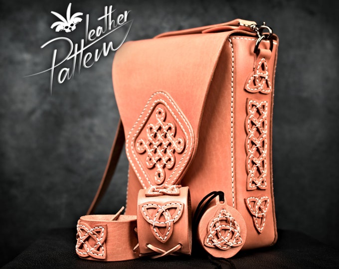 Leather bag pattern PDF - with Celtic knots - by LeatherHubPatterns