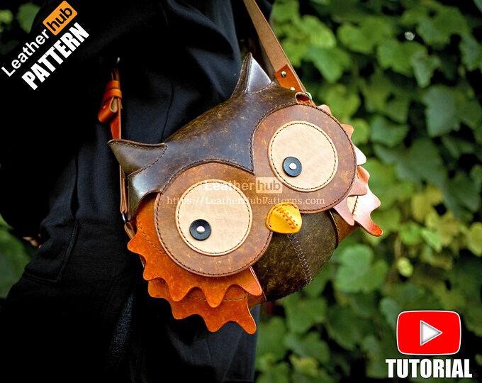 Owl leather bag pattern PDF - by Leatherhub