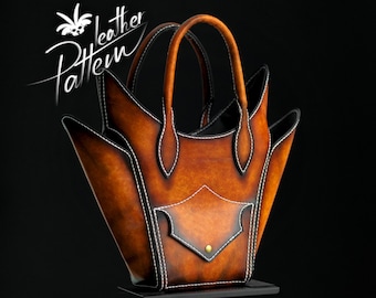 Leather tote pattern PDF - The Aline - by LeatherHubPatterns