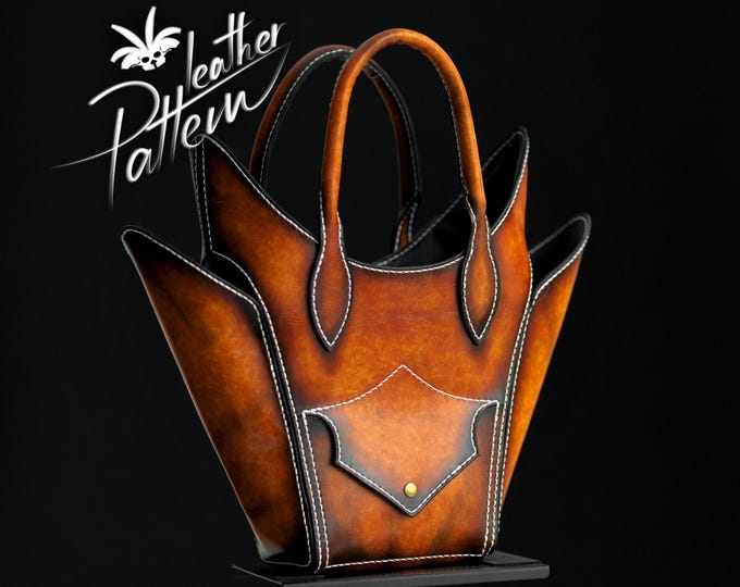 Leather tote pattern PDF - The Aline - by LeatherHubPatterns