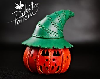 Jack O'Lantern pumpkin leather pattern PDF - by LeatherHubPatterns