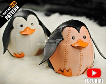 Toy penguin leather pattern PDF - by Leatherhub