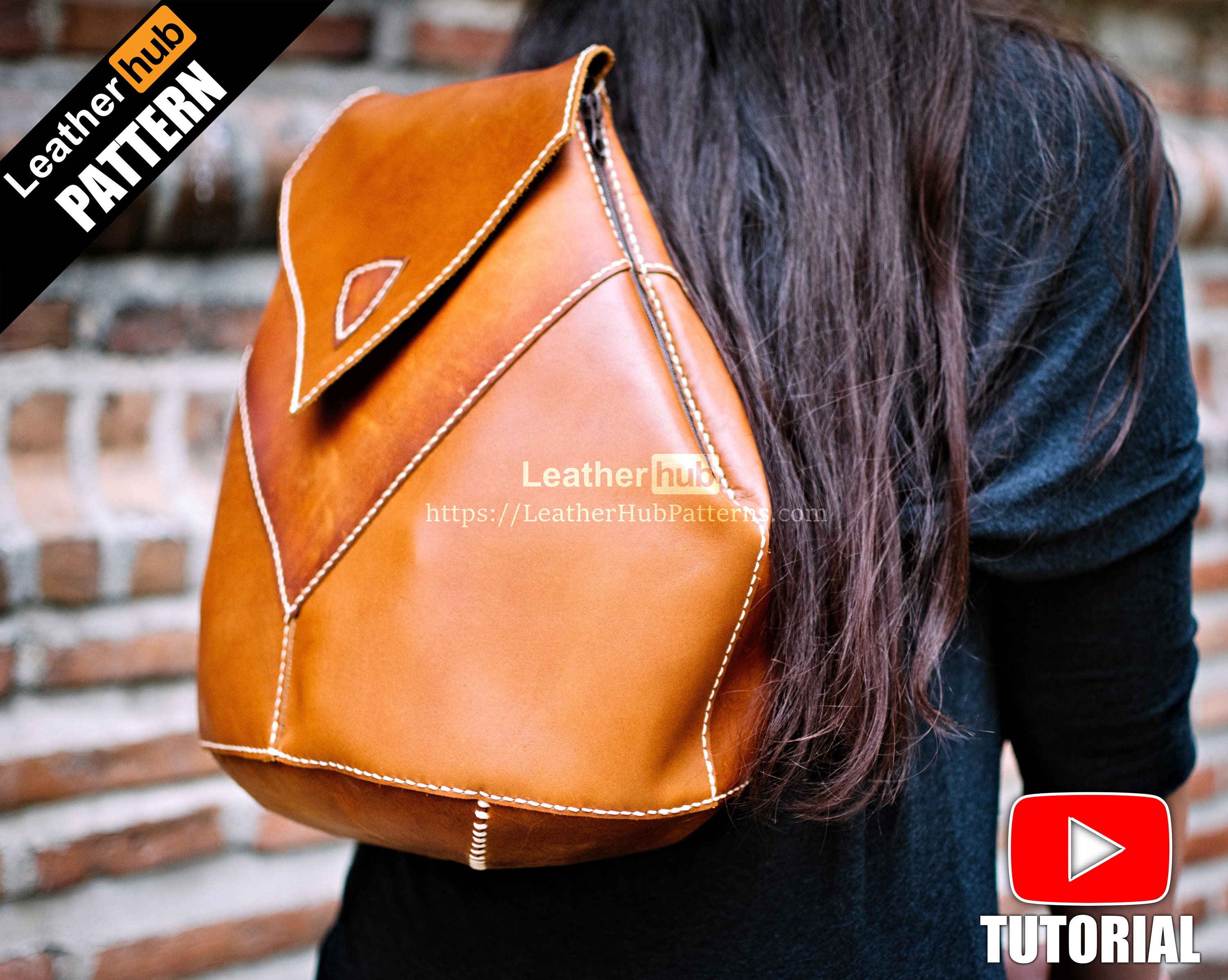 Ladie’s leather backpack pattern PDF by Leatherhub