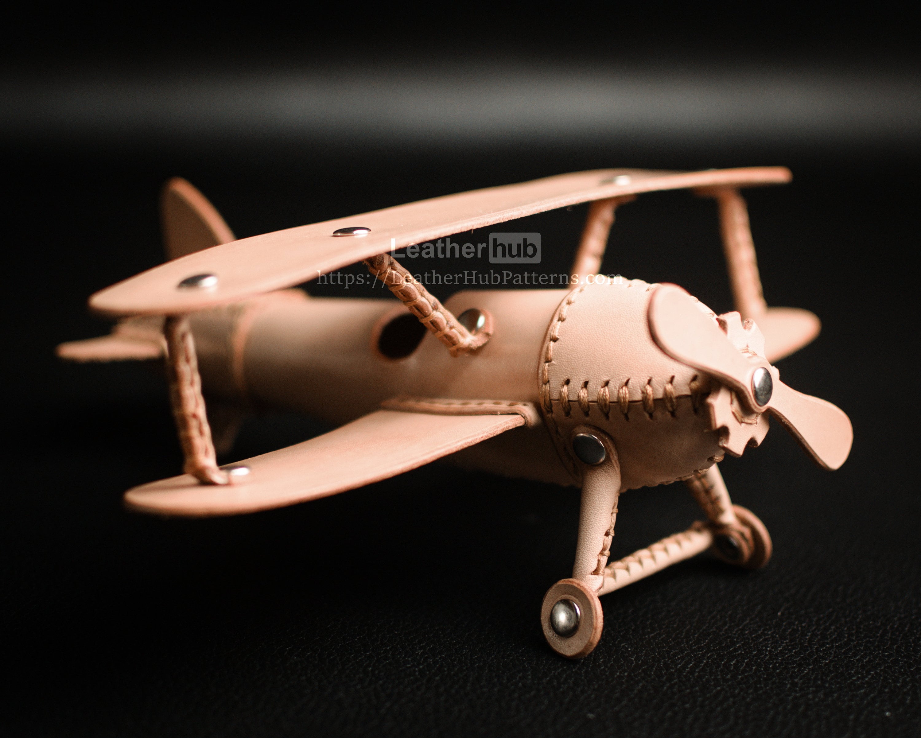 Toy plane pattern for leather craft PDF template with video tutorial