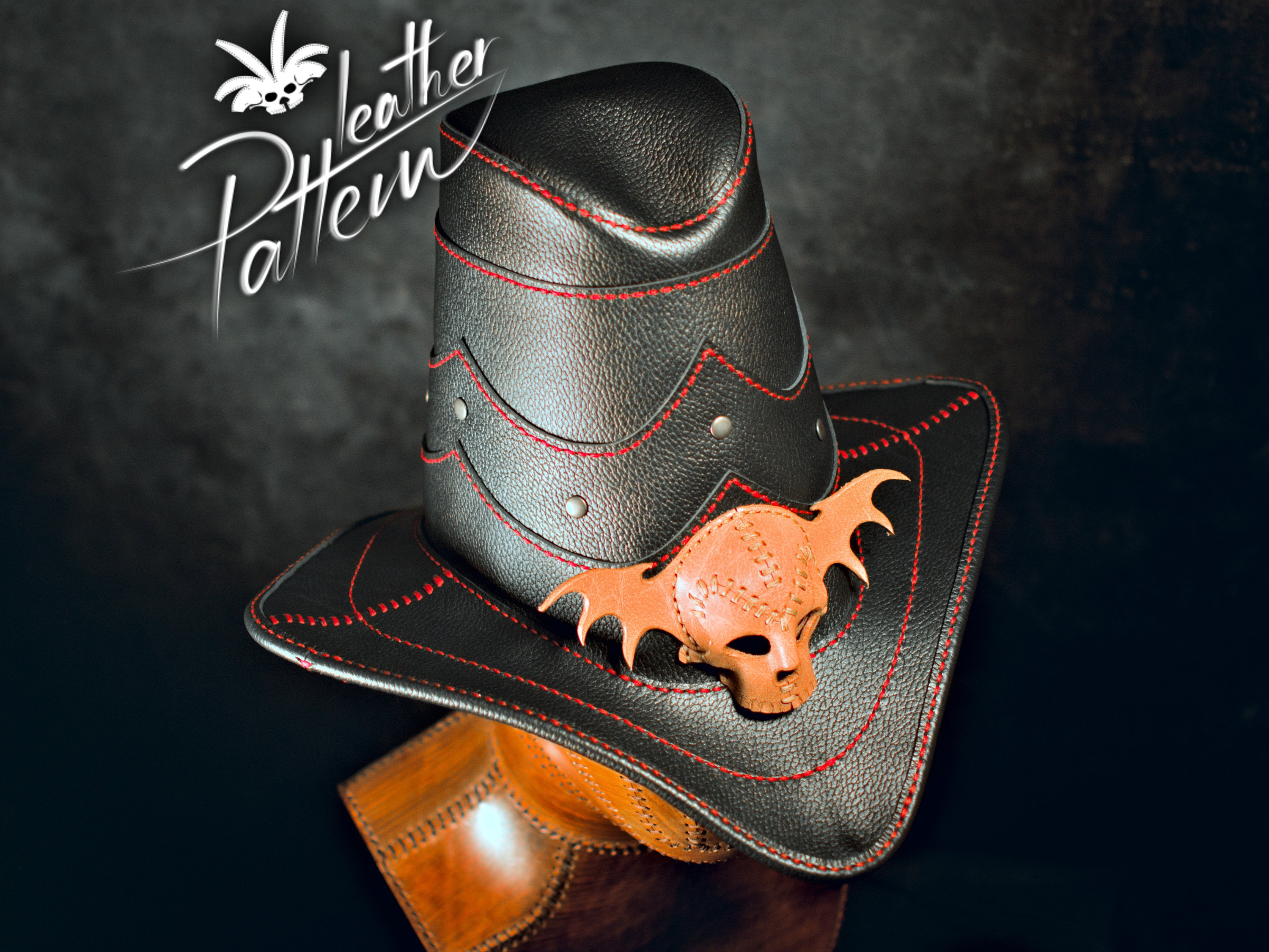 Witch hunter skull hat leather pattern PDF by LeatherHubPatterns