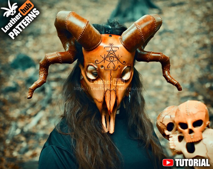 Pagan skull mask leather pattern PDF - by Leatherhub
