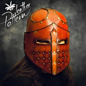 Knight helmet leather pattern PDF - by LeatherHubPatterns