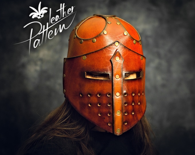 Knight helmet leather pattern PDF - by LeatherHubPatterns