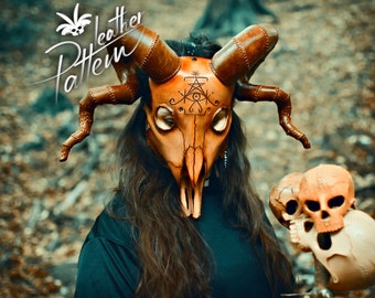 Pagan skull mask leather pattern PDF - by LeatherHubPatterns