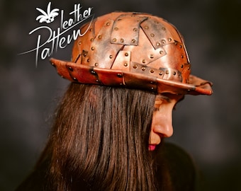 Steampunk hat leather pattern PDF - Derby / Bowler hat - by LeatherHubPatterns