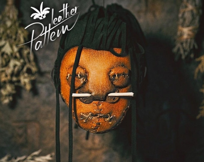 Creepy shrunken head leather pattern PDF - by LeatherHubPatterns