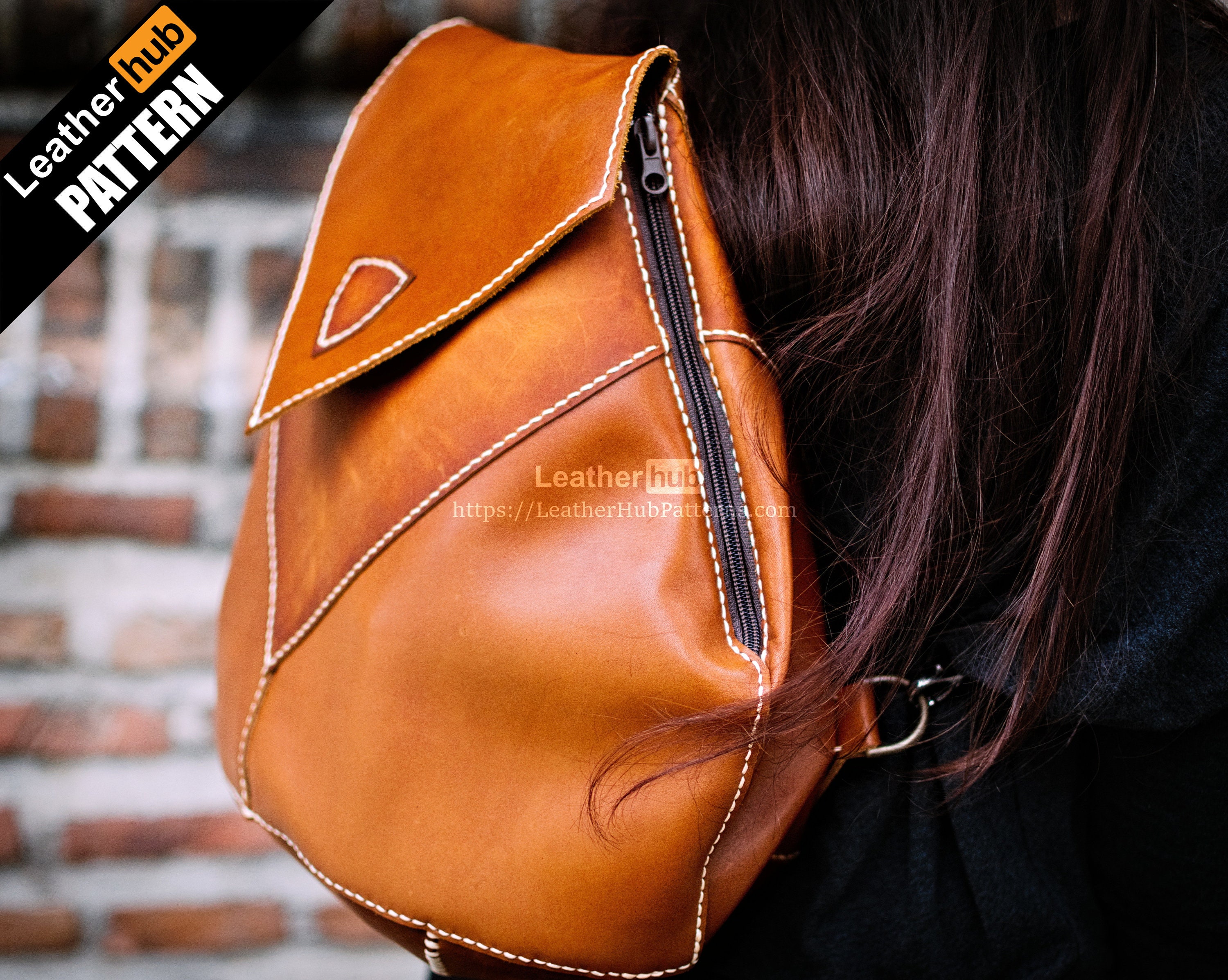 Ladies leather backpack pattern PDF by Leatherhub