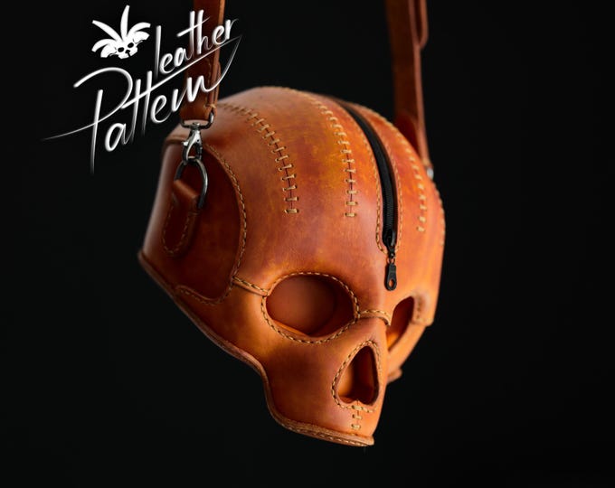 Skull bag leather pattern PDF - The Skelletote - by LeatherHubPatterns