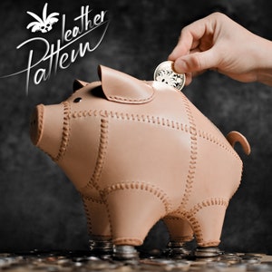 Piggy bank leather pattern PDF - by LeatherHubPatterns