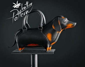 Dog purse pattern PDF - The Sausage dog purse - by LeatherHubPatterns
