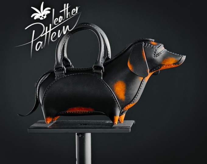 Dog purse pattern PDF - The Sausage dog purse - by LeatherHubPatterns
