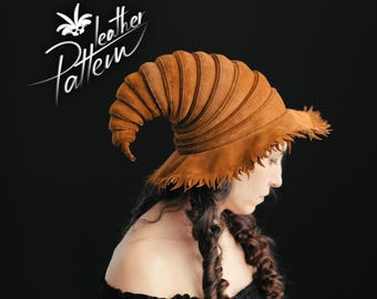 Leather sorceress hat pattern PDF - by LeatherHubPatterns