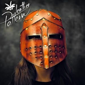 Medieval knight helmet leather pattern PDF - by LeatherHubPatterns