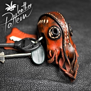Cthulhu keychain leather pattern PDF - by LeatherHubPatterns