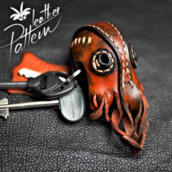 Cthulhu keychain leather pattern PDF - by LeatherHubPatterns