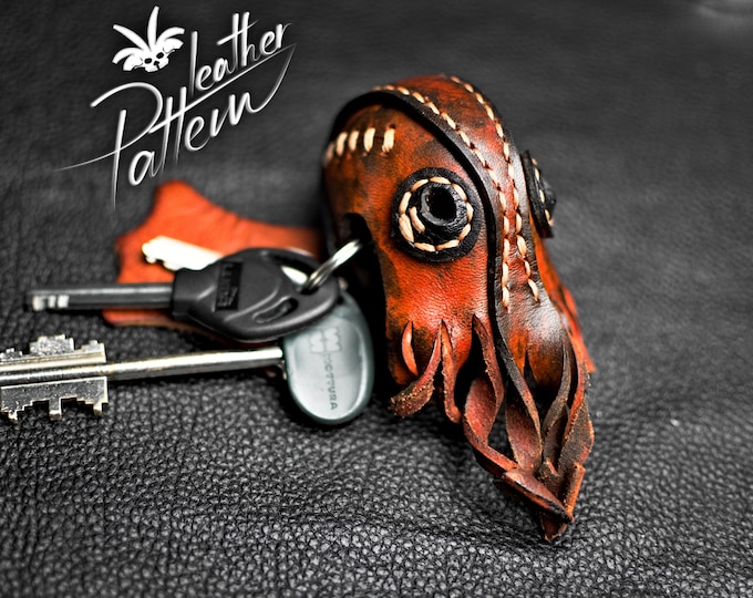 Cthulhu keychain leather pattern PDF - by LeatherHubPatterns