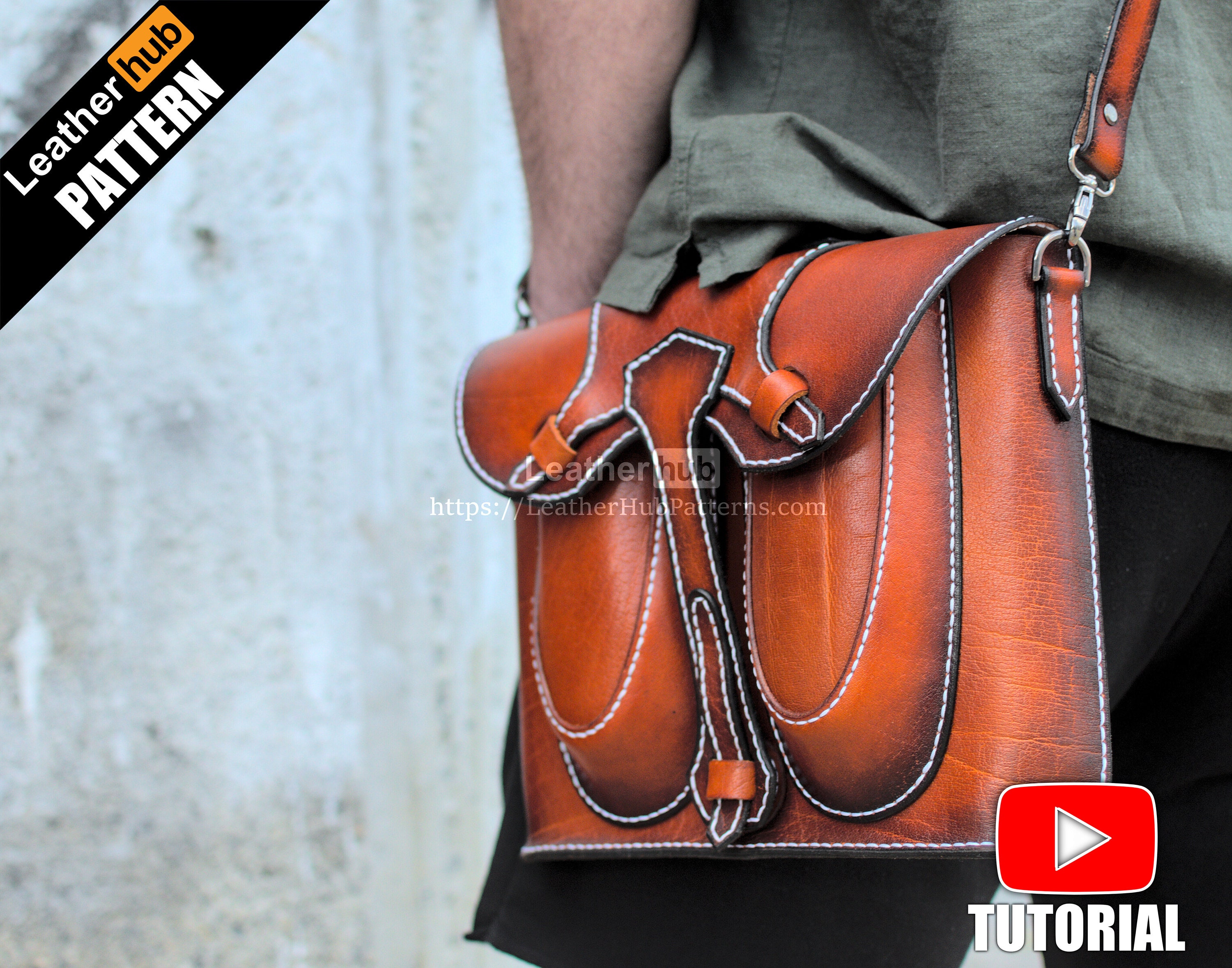 Leather briefcase pattern PDF for 13 Inch Macs by Leatherhub