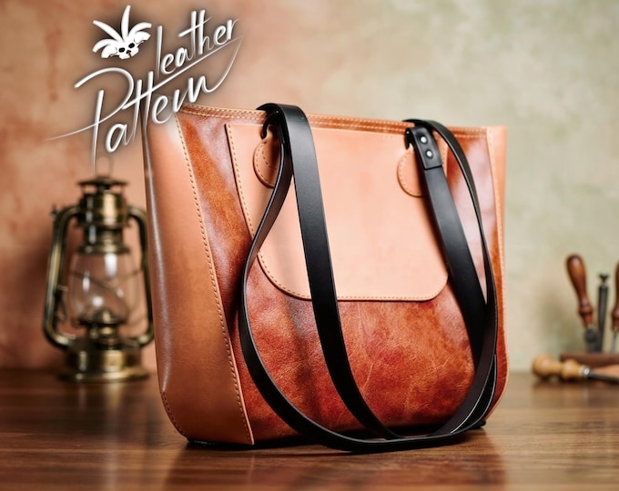 Mum’s tote bag leather pattern PDF - by LeatherHubPatterns