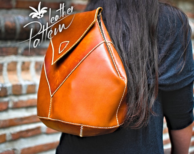 Ladies' leather backpack pattern PDF - by LeatherHubPatterns