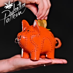 Sparschwein Geldbörse Leder Schnittmuster PDF - by LeatherHubPatterns