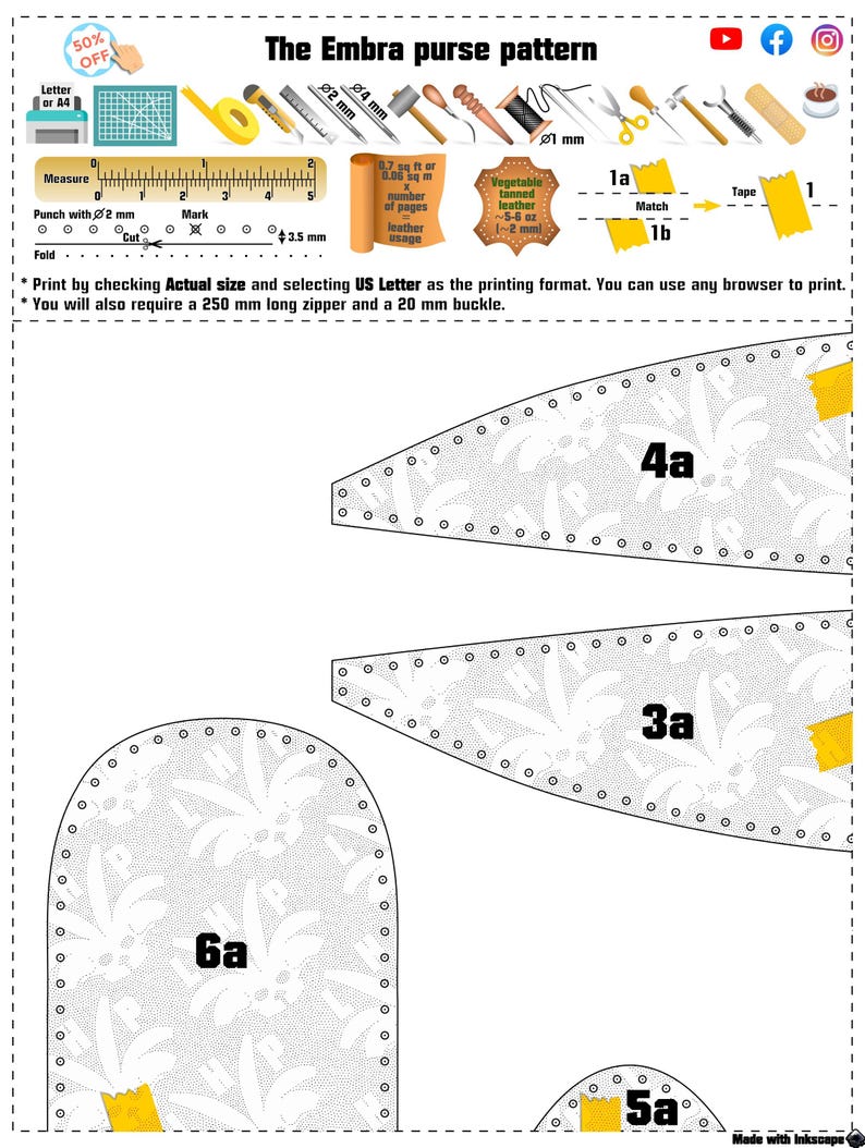 Mönster för läderväska i PDF-format - Embra-väskan - av LeatherHubPatterns bild 3