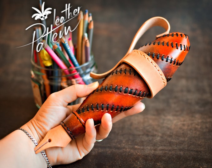 Pencil box leather pattern PDF- by LeatherHubPatterns