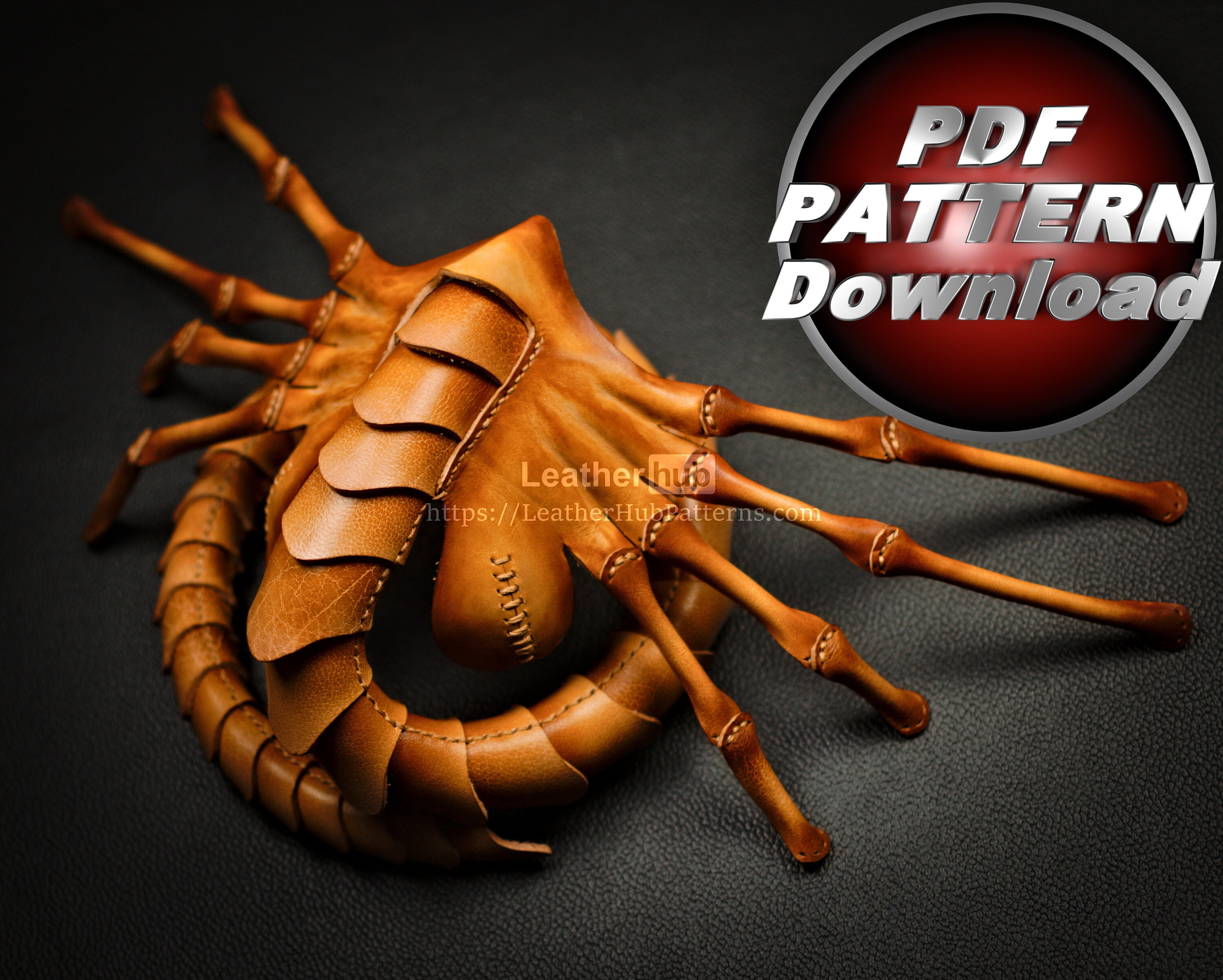 Face hugger mask pattern for leather craft PDF template for hand sewing