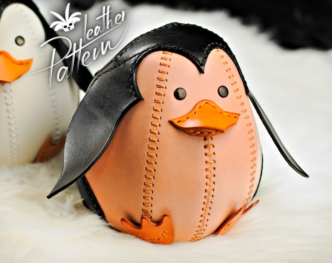 Toy penguin leather pattern PDF - by LeatherHubPatterns