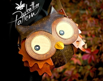 Owl leather bag pattern PDF - by LeatherHubPatterns