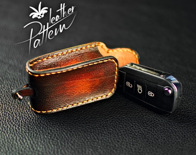 Car key case leather pattern PDF - by LeatherHubPatterns