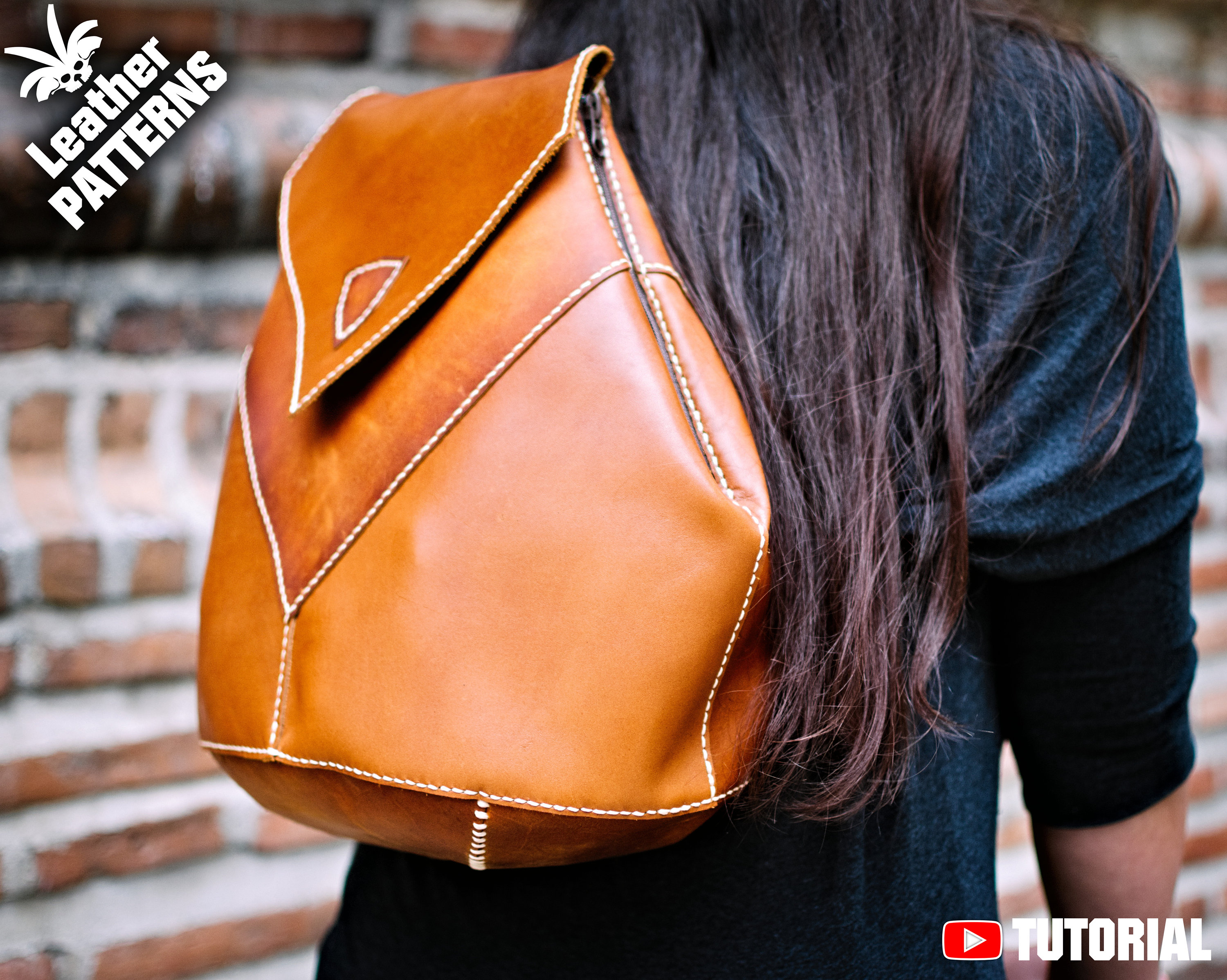Ladies' leather backpack pattern PDF by LeatherHubPatterns