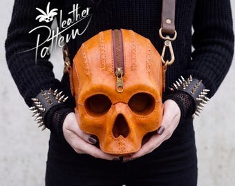 Skull bag leather pattern PDF - The Skelletote - by LeatherHubPatterns