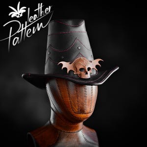 Patrón de cuero para sombrero de calavera de cazador de brujas (PDF) - por LeatherHubPatterns