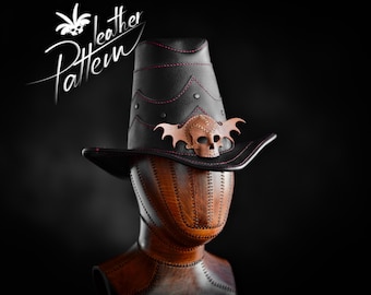 Witch hunter skull hat leather pattern PDF - by LeatherHubPatterns