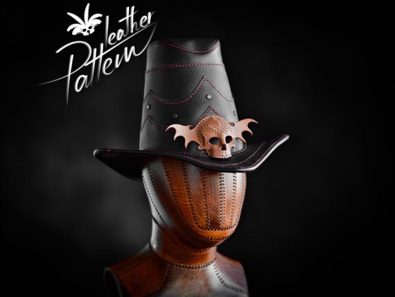 Witch hunter skull hat leather pattern PDF - by LeatherHubPatterns