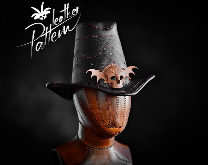 Witch hunter skull hat leather pattern PDF - by LeatherHubPatterns