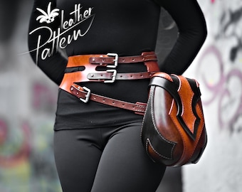 Belt and hip bag leather pattern PDF - The Artemis set -  by LeatherHubPatterns