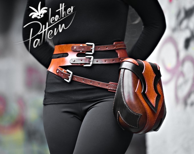 Belt and hip bag leather pattern PDF - The Artemis set -  by LeatherHubPatterns