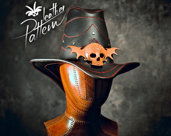 Witch hunter skull hat leather pattern PDF - by LeatherHubPatterns