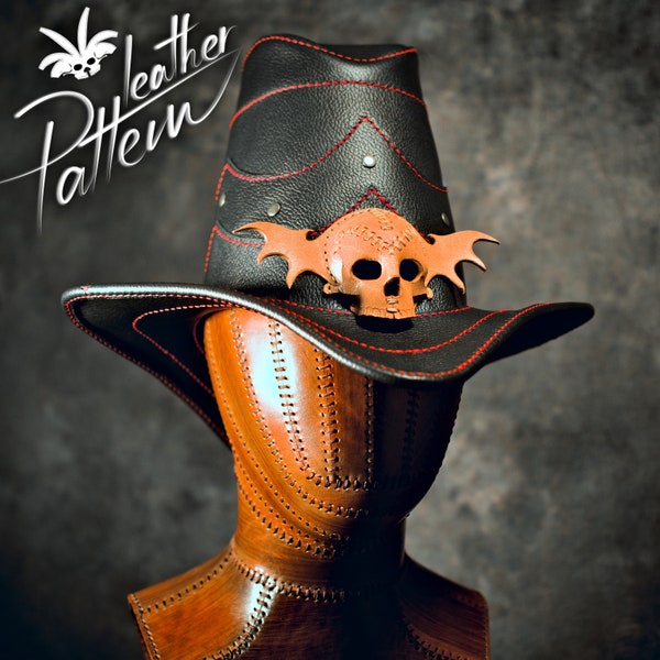 Witch hunter skull hat leather pattern PDF - by LeatherHubPatterns