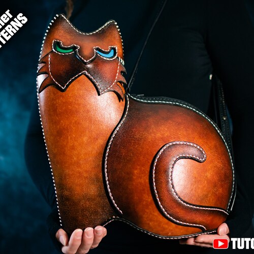 Cat Leather Bag Pattern PDF by Leatherhubpatterns Etsy